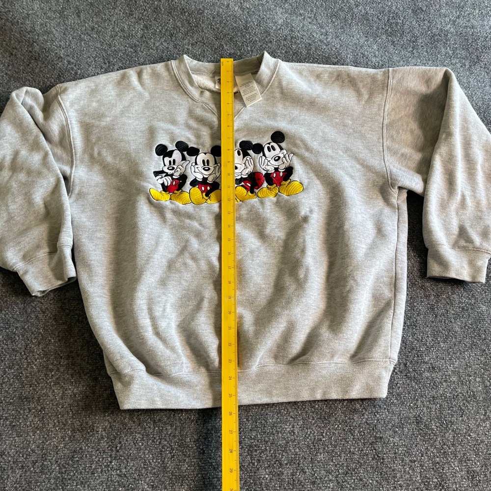 Disney Catalog Mickey Mouse‎ Embroidered Sweatshirt Mens Large Gray Vintage 90s - Picture 4 of 6